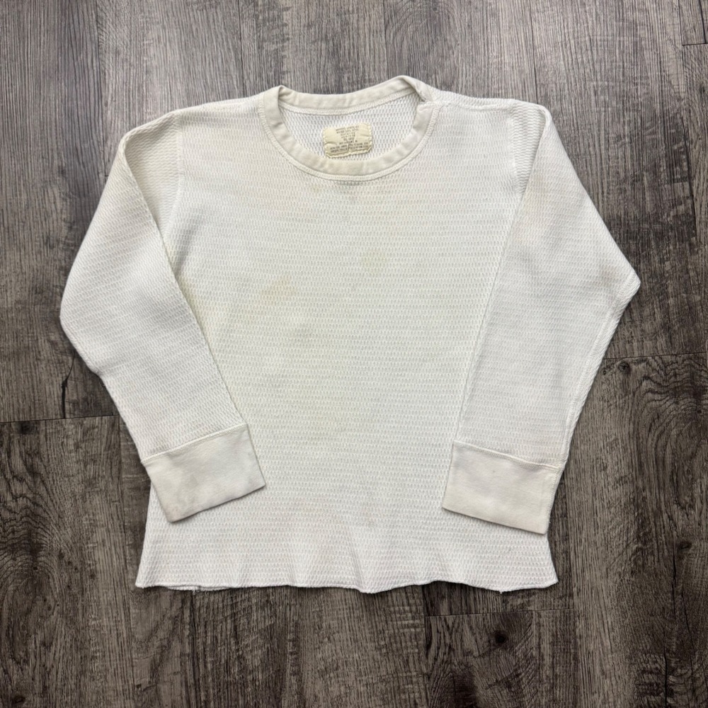 Vintage Military Waffle Knit Thermal Undershirt Extreme Cold Weather 70s L